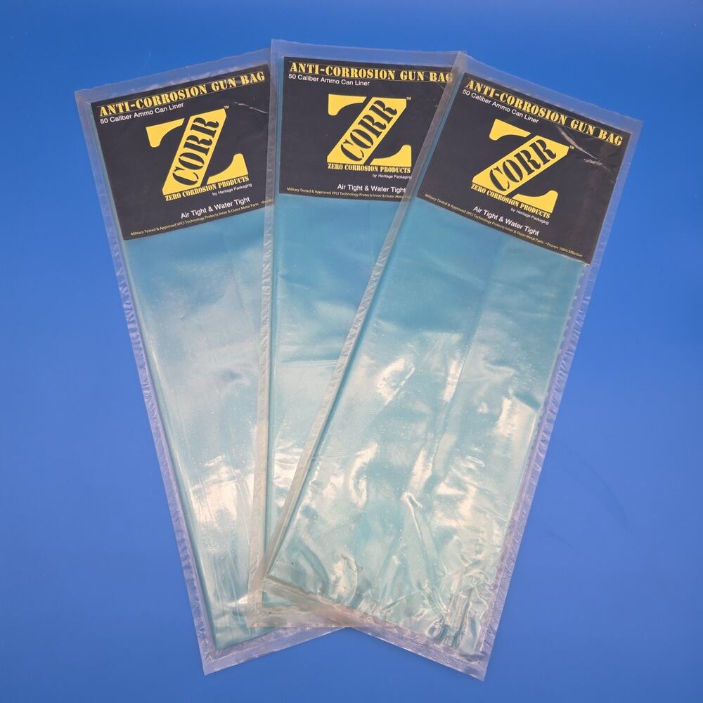 Lot of 3 ZCORR Anti-Corrosion Gun Bag 50 Cal Ammo Can Liner New Sealed USA